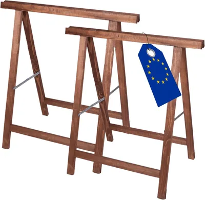 Produktbild von MODO24 Holzbock, 2er Set, Klappbock, Arbeitsbock, Sägebock, Tapezierbock, Klappbar, Massivholz Kiefer, Belastbar, Stabil, 73x73x44 cm, Braun, SDKM