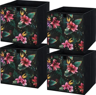 Produktbild von Lavita Storage Box | faltbare Aufbewahrung Boxen 31 x 31 x 31 cm | Schubladen-Organizer Box| Ordnungssysteme für Kleidung | Kleideraufbewahrung & Organisation | Blumen | 4 stück