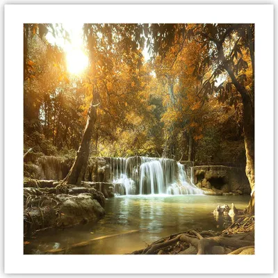 Produktbild von Poster - Poster ohne Rahmen - Park Wasserfall Wasser - 50x50 cm - Wand Bild - Wanddeko - Wandbilder - Kunstposter - Wandposter - Bilder - Kunstdruck - Wanddekoration - Wandbild - P2XAC50x50-3789