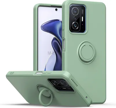 Produktbild von Xiaomi 11T Pro Handyhülle, Ring Halter Ständer Kratzfeste Weiche Silikon schutzhülle für Xiaomi 11T / Xiaomi 11T Pro Türkis