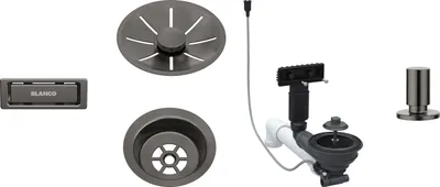 Produktbild von Blanco Ablaufgarnitur-Set, InFino mit Ablauffernbedienung, satin dark steel, 207429