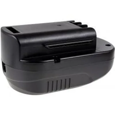 A black battery pack for a hedge trimmer, shown from a diagonal angle against a white background.
