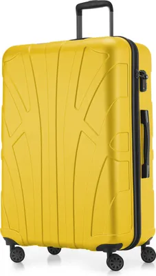 Suitline - Kufrík veľký rozkladací, kufor XL na 4 kolieskach, vozík s tvrdou škrupinou, vozík s tvrdou škrupinou na odbavenie batožiny 20-23 kg, veľkosť pásu 158 cm, TSA, žltý