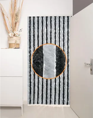 Image de Rideau de porte anti-insectes Rideau moelleux 100x200cm Protection contre les mouches noir/gris