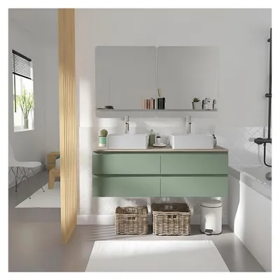 Immagine prodotto di Mobile bagno doppio Sorrento da 120 cm con rubinetto e specchio.