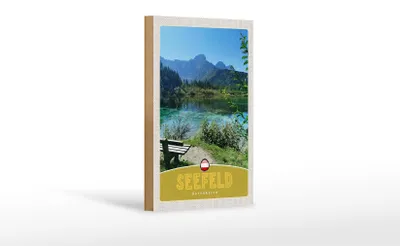 Produktbild von Holzschild Reise 12x18 cm Seefeld Österreich Wald Wanderung