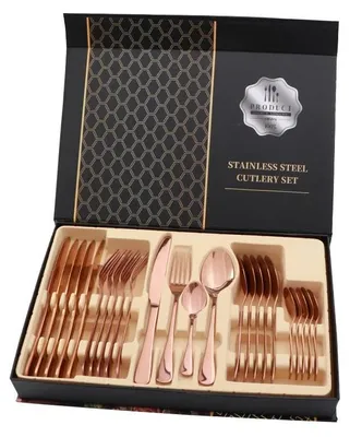 Image de Set de couverts 24 pièces en acier inoxydable - Cuillères/Fourchettes/Couteaux - Set cadeau