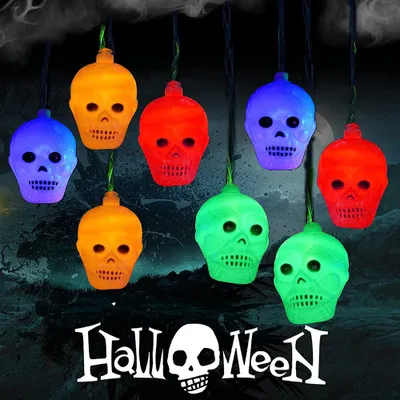 Immagine prodotto di Halloween decorazione scheletro luci fatate, 2,5 M LED appeso scheletro decorazione 8 modalità di luce a batteria telecomando appeso luce per bar partito