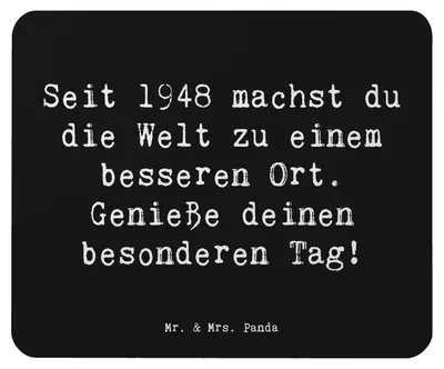 Produktbild von Mr. & Mrs. Panda Mauspad Spruch 1948 Geburtstag - Schwarz - Geschenk, Mousepad, 75., Alter, geboren, laptop, Jubiläum, Geburtstagsgeschenk, Seit, mousematte, Mouse Pad