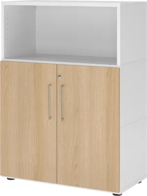 Produktbild von bümö flexi Aktenschrank mittel mit Flügeltüren - Nachbildung: Weiß/Eiche