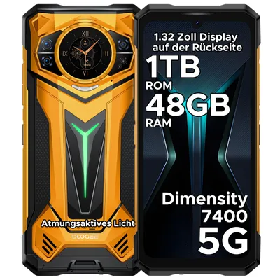 Produktbild von DOOGEE S200 Ultra Rugged Smartphone Handy, 5G, IP68/IP69K, 6,72" 120Hz, 1,32" AMOLED, 11000mAh, 66W, 48GB+1TB, 100MP, NFC, Fingerabdruck, ohne Vertrag