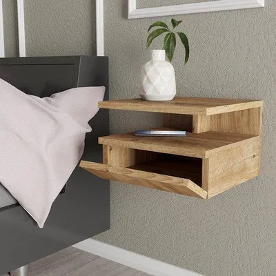 Produktbild von Bofigo Hängender Nachttisch mit Tür und Fach, MDF, 40 x 33,5 x 30,5 cm