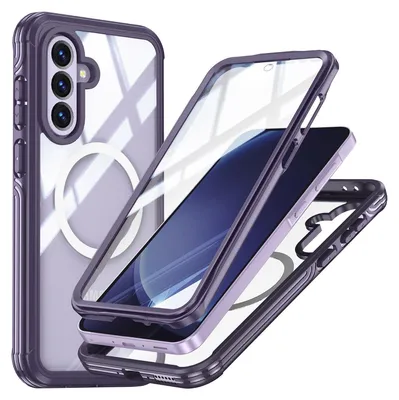A disassembled phone case with a phone inside, shown against a white background.