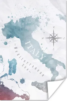 Produktbild von MuchoWow® Poster Weltkarten - Farbe - Italien 20x30 cm - Papierdruck