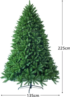 Immagine prodotto di COSTWAY Albero di Natale artificiale da 225 cm, albero di Natale con supporto in metallo, albero di Natale con aghi in PVC, sistema pieghevole per albero di Natale artificiale ideale per casa, ufficio e negozi