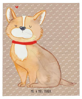 Produktbild von Mr. & Mrs. Panda Tagesdecke Hund Glück - Hundeglück - Geschenk, Herz, Kuscheldecke, Spruch, Bettdecke, Corgie, Sprüche, Couchdecke, Liebe, Bettüberwurf, Decke