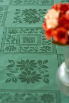 Tischdecke Jacquard, 100% Baumwolle, rechteckig, 165x270 cm, dunkelgrün