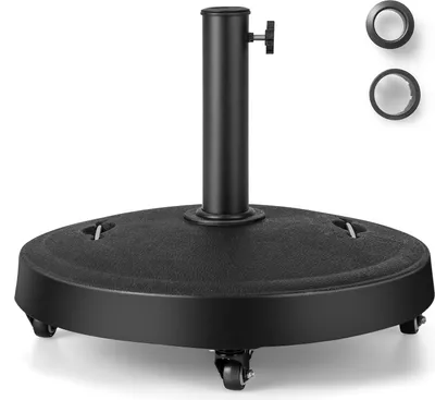 Produktbild von GOPLUS Sonnenschirmständer mit Rollen, Schirmständer für Schirmstöcke 38mm / 48mm, Sonnenschirm Ständer φ 52cm, Sonnenschirm Fuß 23kg, Marktschirmständer Balkonschirmständer schwarz