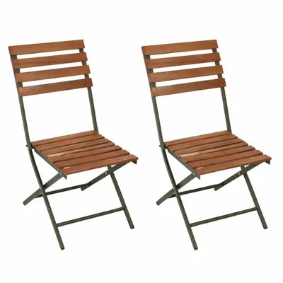 Produktbild von DEGAMO Klappstuhl Gartenstuhl Bistrostuhl LIENZ, 2er Set, Stahl Akazie braun