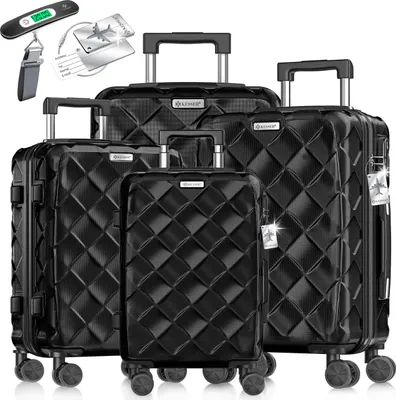 Produktbild von KESSER® Reisekoffer Set 4-teilig | Kofferset + Handgepäck | Trolley ABS Hartschalenkoffer mit Zahlenschloss, Kofferwaage & Reisebrieftasche 360 Rollen