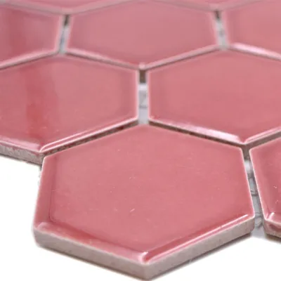 Produktbild von Keramikmosaik Salomon Hexagon Bordeaux Rot H51