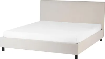 Produktbild von BELIANI Polsterbett Leinenoptik Beige 180 x 200 cm Robuste Holzbeine Gepolsterte Kopfteil Skandinavisch Modern