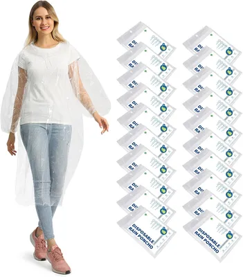 Produktbild von Regenponcho transparent, wasserdicht, Kapuze, für Festivals