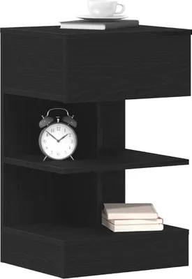 Image de vidaXL Table de chevet noire aspect chêne 40 x 35 x 65 cm en aggloméré