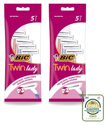 Imagen del producto de 2 afeitadoras desechables Bic Twin Lady con doble cuchilla - Paquete de suministro - 2 unidades
