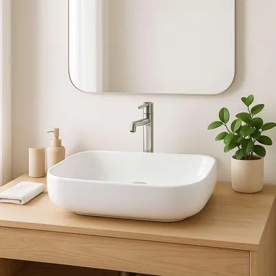 Produktbild von Paulas Bad Keramik Aufsatzwaschbecken Waschschale Sanitärkeramik weiß Irene