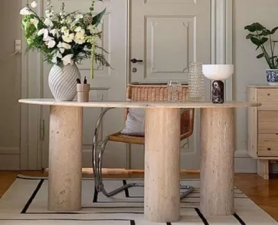 Produktbild von Casa Padrino Luxus Travertin Schreibtisch Beige 200 x 80 x H. 72 cm - Gebogener Naturstein Bürotisch - Büro Möbel - Travertin Naturstein Möbel - Luxus Möbel - Luxus Einrichtung