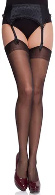 Produktbild von Merry Style Damen transparent Strapsstrümpfe MS 226 15 DEN (Schwarz, XL-XXL)