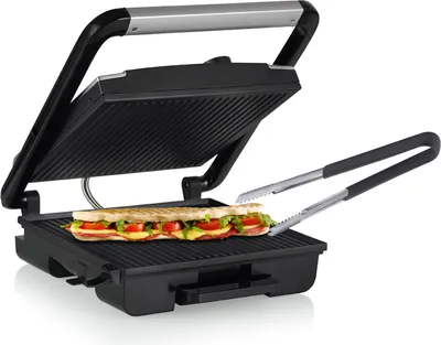 Produktbild von Elektro Kontaktgrill mit Grillzange, Multigrill mit Thermostat 2000Watt, 30x27cm