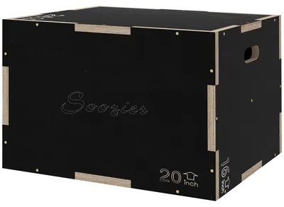 Zdjęcie produktu dla Skakanka plyometryczna 3-w-1 - skrzynia do skoków wykonana z drewna | Kolor: czarny | Wymiary: 51x61x41 cm