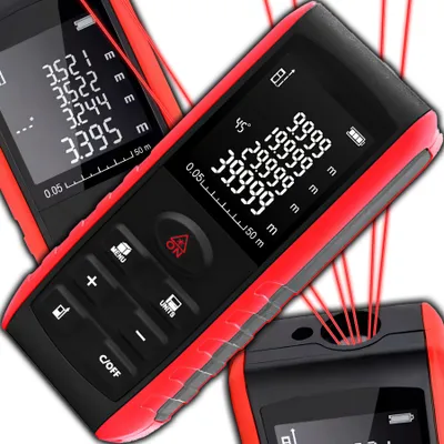 Produktbild von Laser-Entfernungsmesser Messbereich 50M, Laserklasse II ± 1,5 mm Genauigkeit, Pythagoras-Funktion, m/in/ft, IP54 Schutz, Kompakt, LCD, Retoo