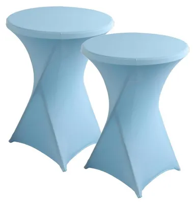 Obrázek produktu pro Sada dvou potahů na stojací stoly, elastický materiál (Elastan), světle modrá barva, průměr 80-85 cm, výška 110 cm