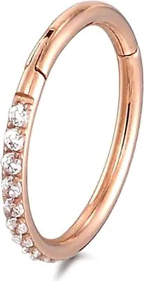 Produktbild von Karisma Titan Roségold G23 Hinged Segmentring Charnier/Conch Clicker Ring Piercing Ohrring Zirkonia Stärke 1,2mm - 10mm