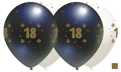 Produktbild von Geburtstagsballons weiß, "18", 30cm, 10 Stk.