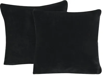 Produktbild von 2er Set Teddy Plüsch Kissenbezug Kissenhülle Kopfkissenbezug Uni kuschelig warm, Größe:50x50 cm, Farbe:schwarz