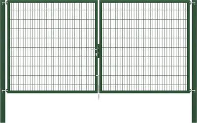 Produktbild von Alberts Doppeltor Flexo Plus mit Zubehör, zum Einbetonieren, grün, Breite 400 cm, Höhe 200 cm, Pfostenstärke 100 x 100 mm