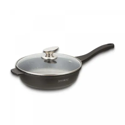 Image de Royalty Line RL-BDF24-M: Poêle à frire de 24 cm à revêtement en marbre avec couvercle en verre