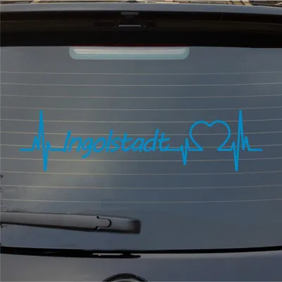 Produktbild von Heckscheibenaufkleber Ingolstadt Herzschlag Puls Stadt Liebe 55x20 cm Hellblau Auto Aufkleber Sticker