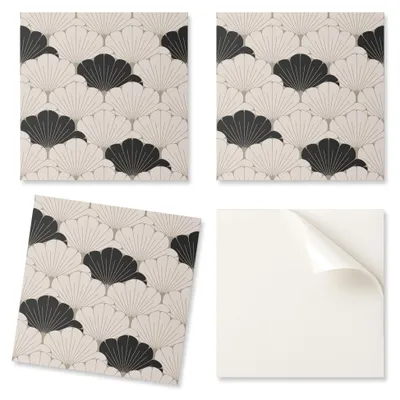 Immagine prodotto di Piastrelle in vinile autoadesive con motivo, ideali per il soggiorno. Motivo a foglie elegante, dimensioni 20 x 20 x 20 cm.