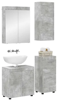Image de vidaXL Ensemble de meubles de salle de bain TULUM, 4 pièces, béton gris, 60 x 34 x 63 cm