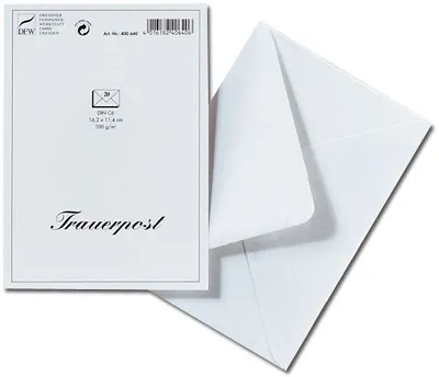 Produktbild von DFW 400640 Trauerhülle - Kuverts C6, 20 Stück gefüttert, Trauerpost