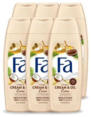 Immagine prodotto di 6 x Crema e olio doccia cacao Fa, con burro di cacao e olio di cocco, 250 ml - Confezione  - 6 pezzi