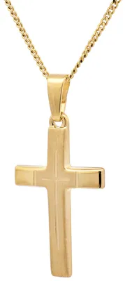 Produktbild von Gold Anhänger Kreuz mit Goldkette massiv 585 - 14 Karat Gold 36 cm