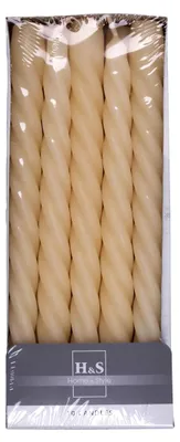 Stabkerzen-Set, 10 Stück, creme/beige, 24 x Ø 2,2 cm, 7h Brenndauer