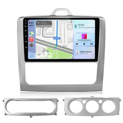 Zdjęcie produktu dla Radio samochodowe Hexinex 9 cali, ośmiordzeniowy procesor, system Android 15, kompatybilne z Carplay, 4+64GB pamięci, przeznaczone do Ford Focus mk2 (2004-2011), z GPS, nawigacją, Wi-Fi, Bluetooth, sterowaniem z kierownicy (SWC), FM, RDS, DSP i DAB+