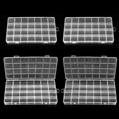 Obrázok produktu pre Úložné boxy 4 ks, plast, priehľadný, 28 priehradiek, organizér na drobné predmety